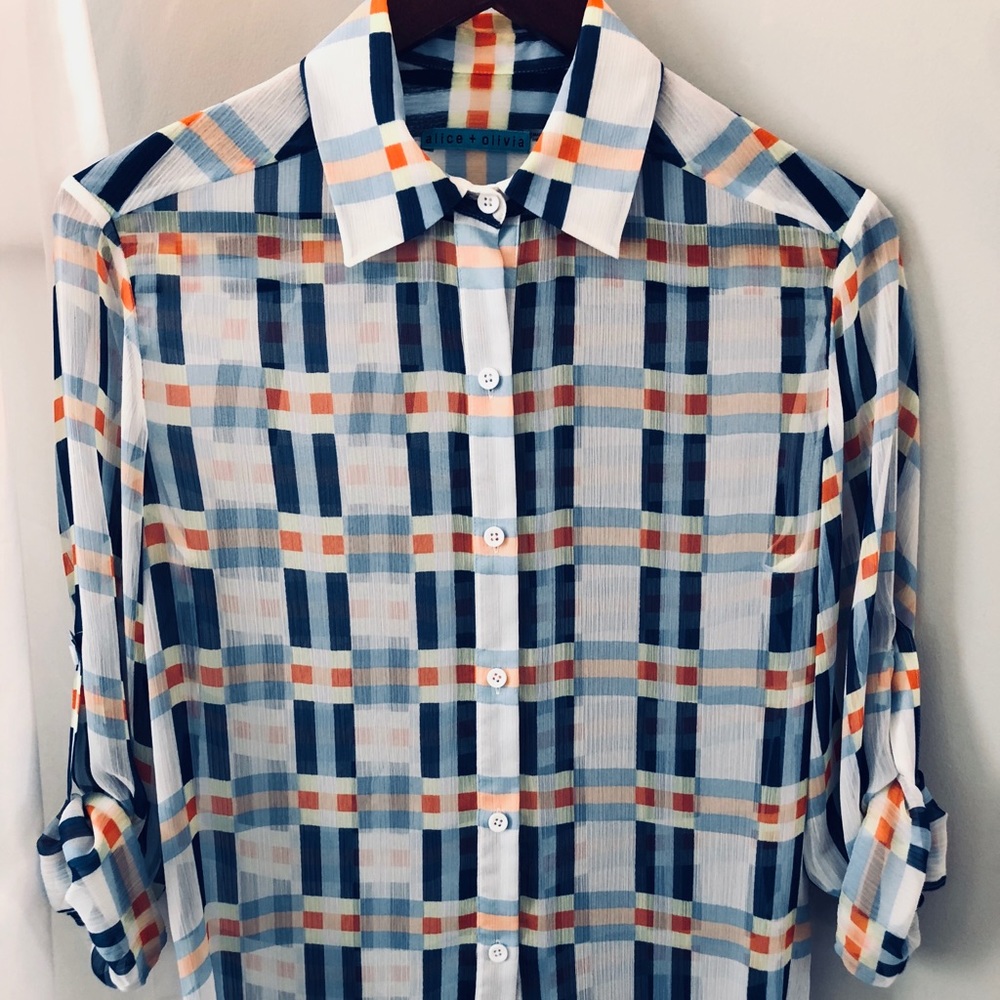 Alice+Olivia brand new plaid top - size S.